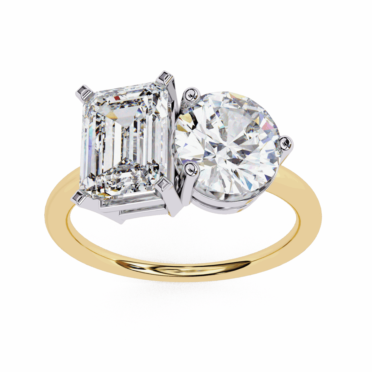 4 Carat Radiant and Round Toi et Moi Solitaire in Moissanite | House of Estara