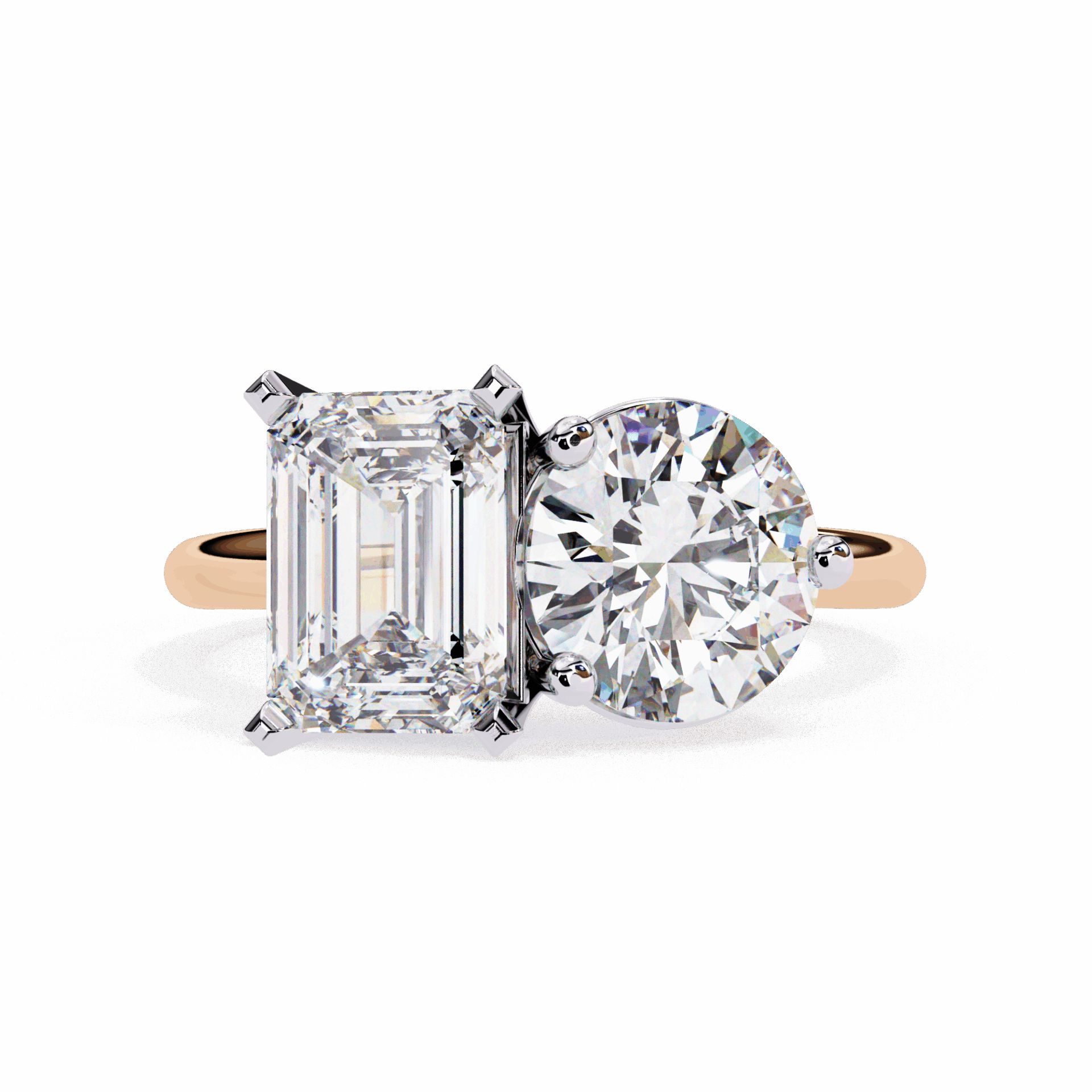 4 Carat Radiant and Round Toi et Moi Solitaire in Moissanite | House of Estara