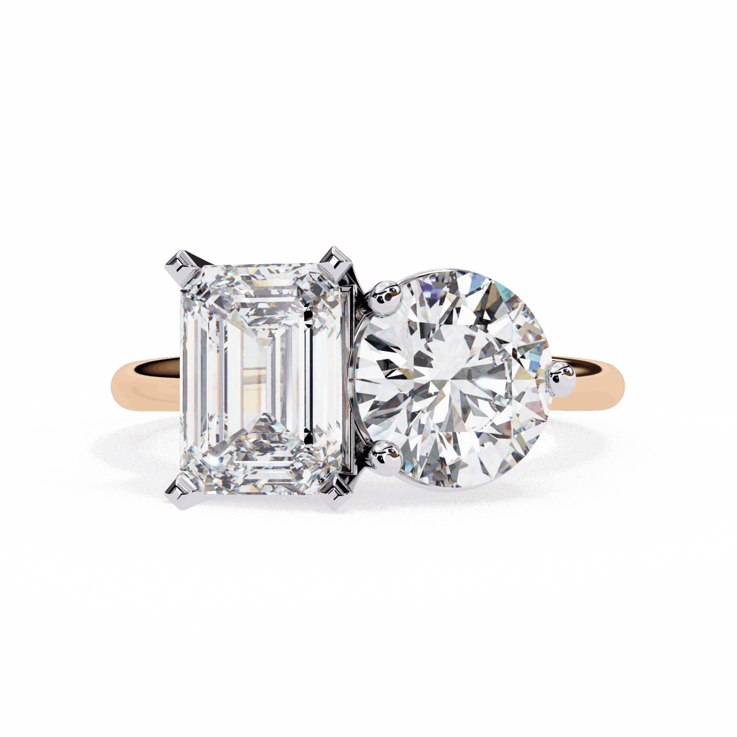 4 Carat Radiant and Round Toi et Moi Solitaire in Moissanite | House of Estara