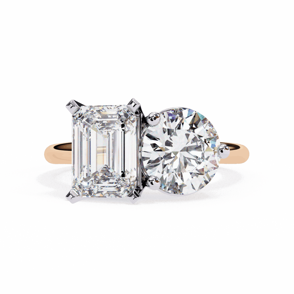 4 Carat Radiant and Round Toi et Moi Solitaire in Moissanite | House of Estara