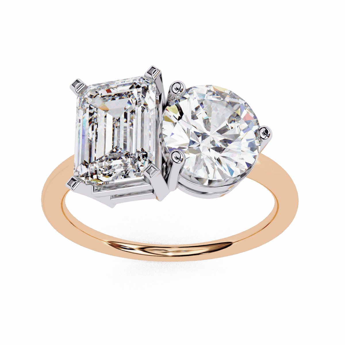 4 Carat Radiant and Round Toi et Moi Solitaire in Moissanite | House of Estara