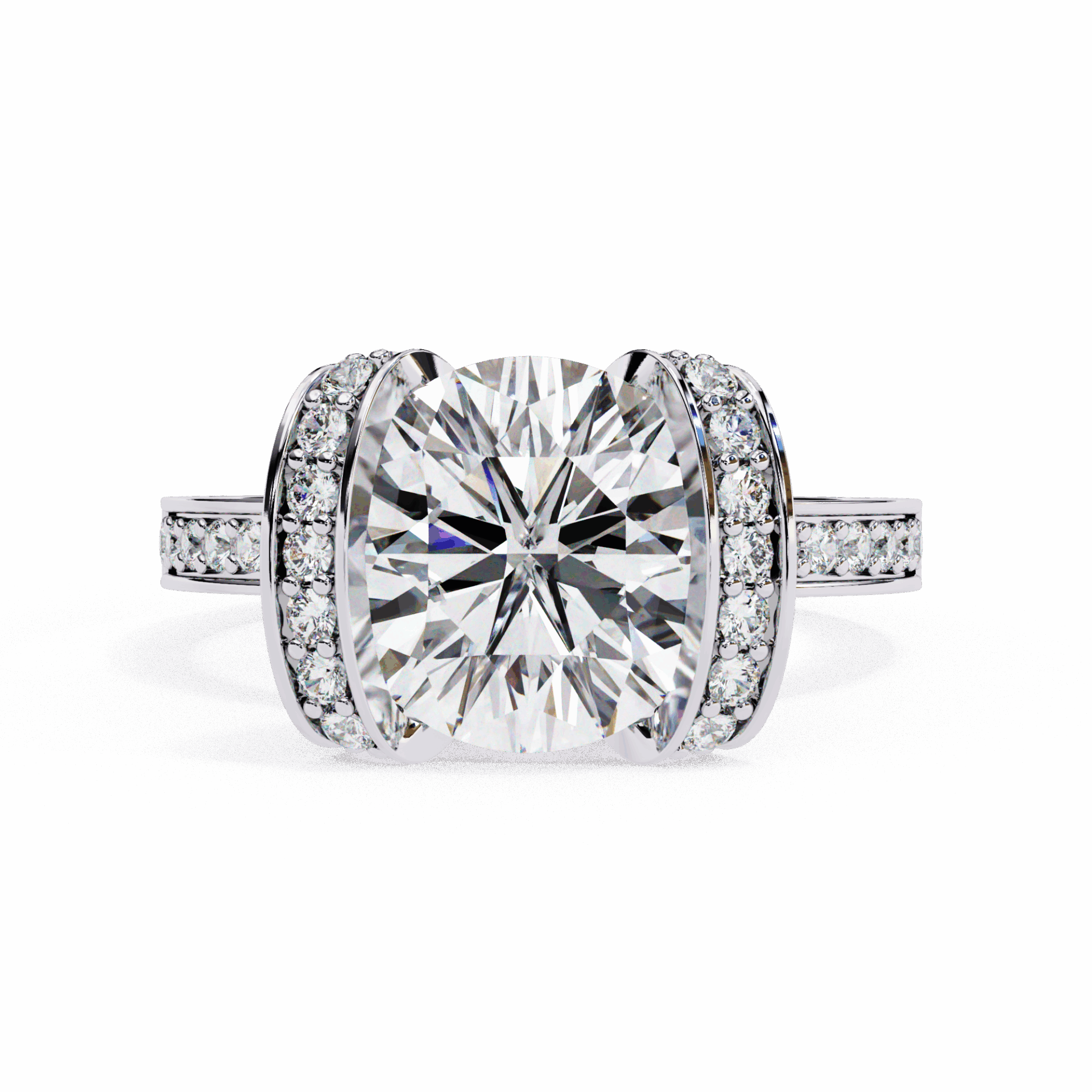 3.25 Carat Round Hidden Halo Solitaire Ring in Moissanite | House of Estara