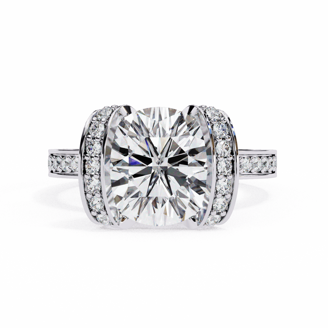 3.25 Carat Round Hidden Halo Solitaire Ring in Moissanite | House of Estara