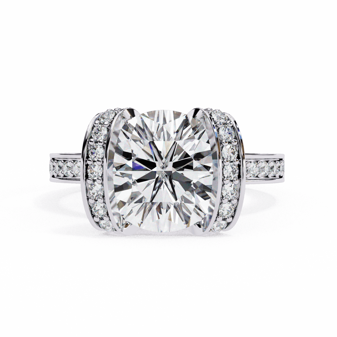 3.25 Carat Round Hidden Halo Solitaire Ring in Moissanite | House of Estara