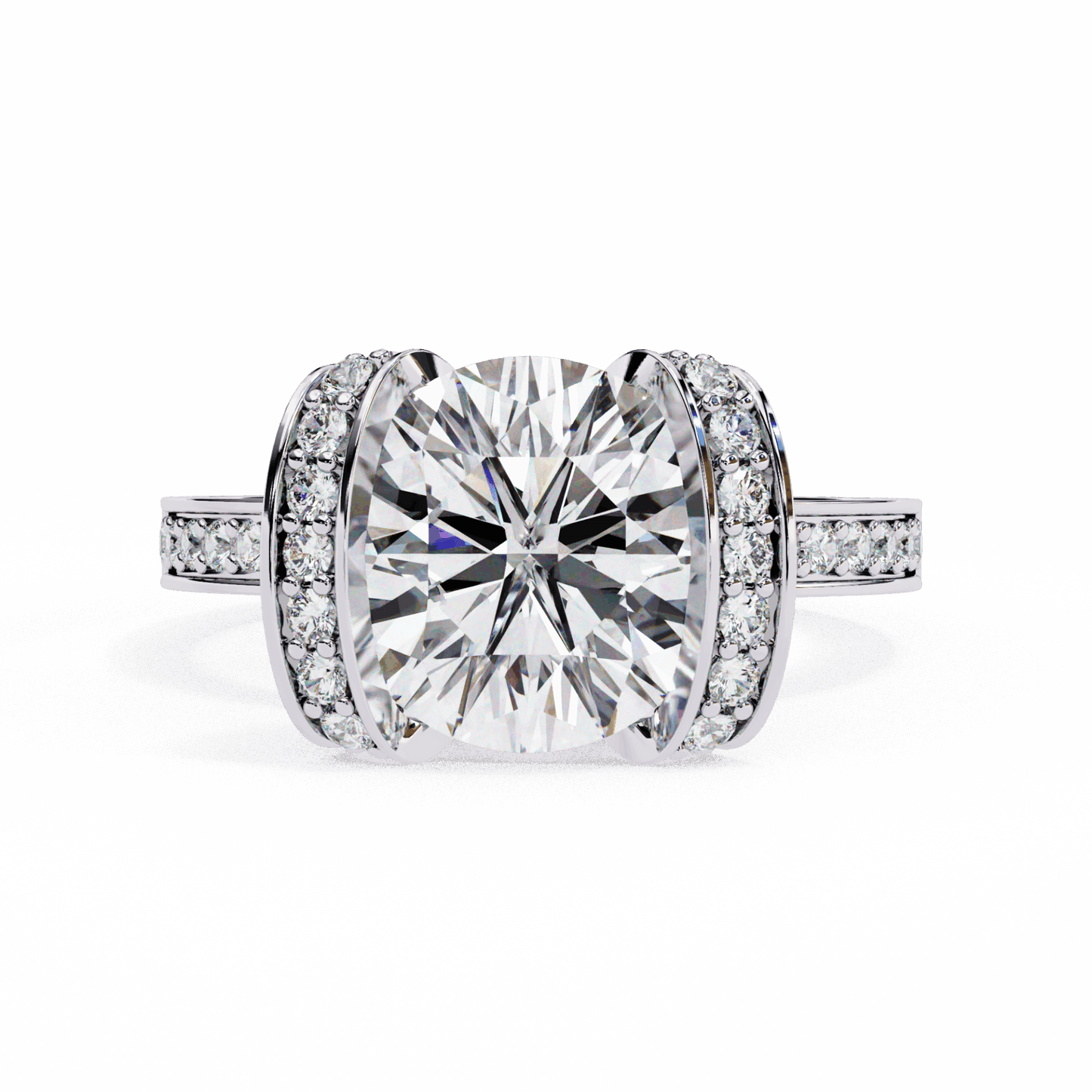 3.25 Carat Round Hidden Halo Solitaire Ring in Moissanite | House of Estara