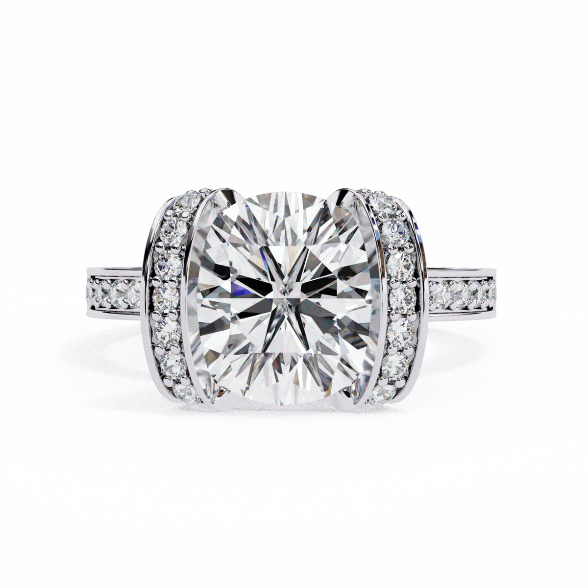3.25 Carat Round Hidden Halo Solitaire Ring in Moissanite | House of Estara