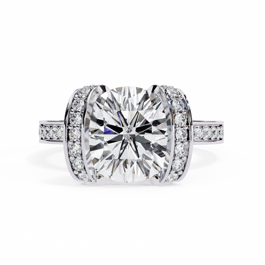 3.25 Carat Round Hidden Halo Solitaire Ring in Moissanite | House of Estara