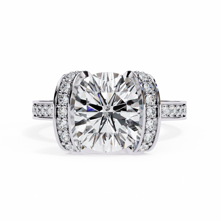 3.25 Carat Round Hidden Halo Solitaire Ring in Moissanite | House of Estara