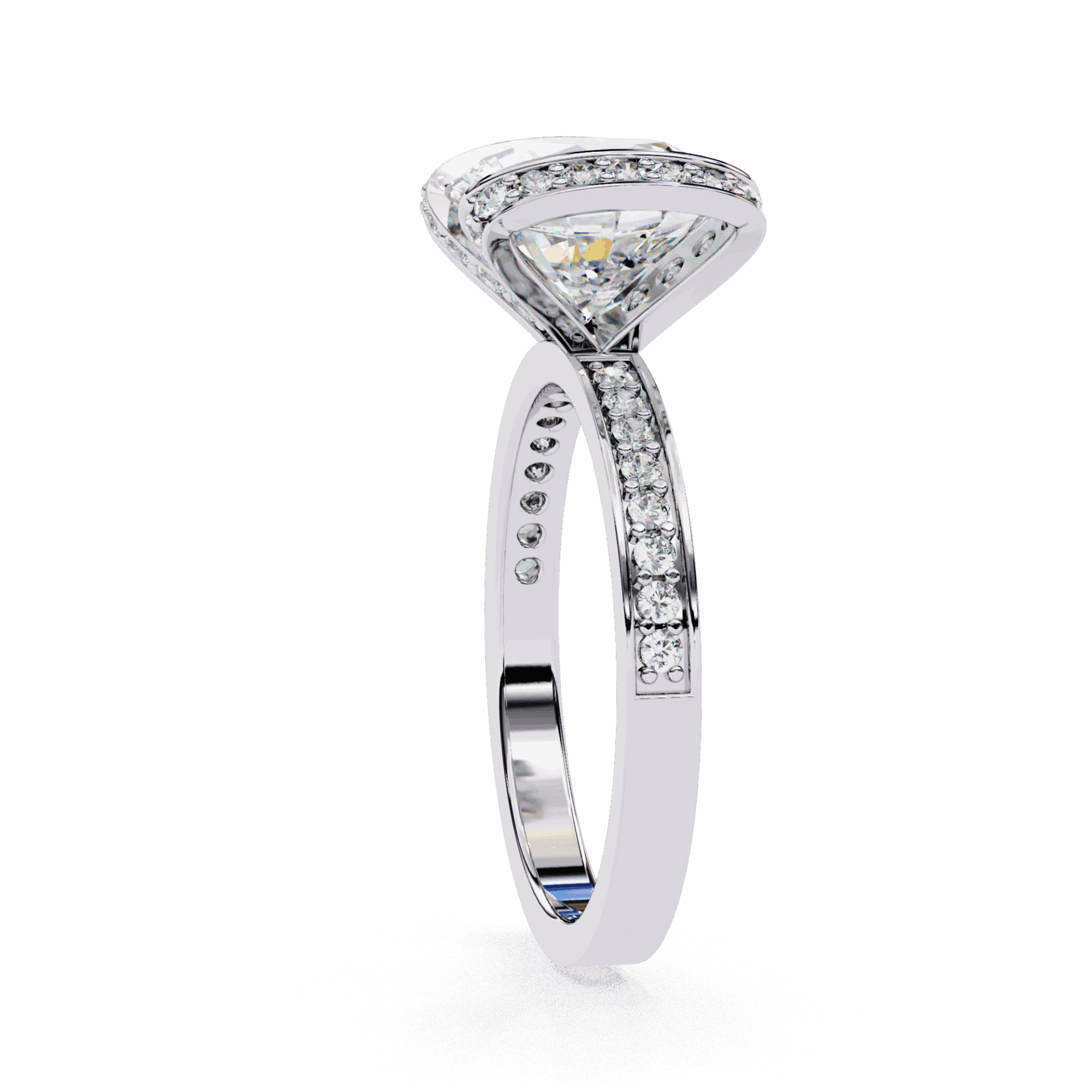 3.25 Carat Round Hidden Halo Solitaire Ring in Moissanite | House of Estara