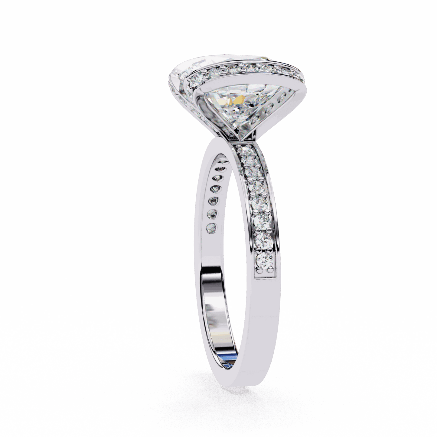 3.25 Carat Round Hidden Halo Solitaire Ring in Moissanite | House of Estara
