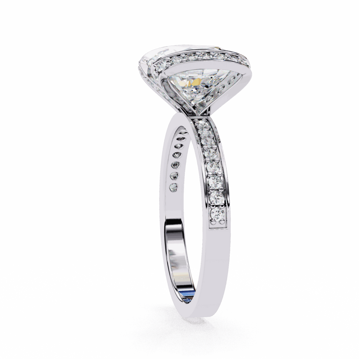 3.25 Carat Round Hidden Halo Solitaire Ring in Moissanite | House of Estara
