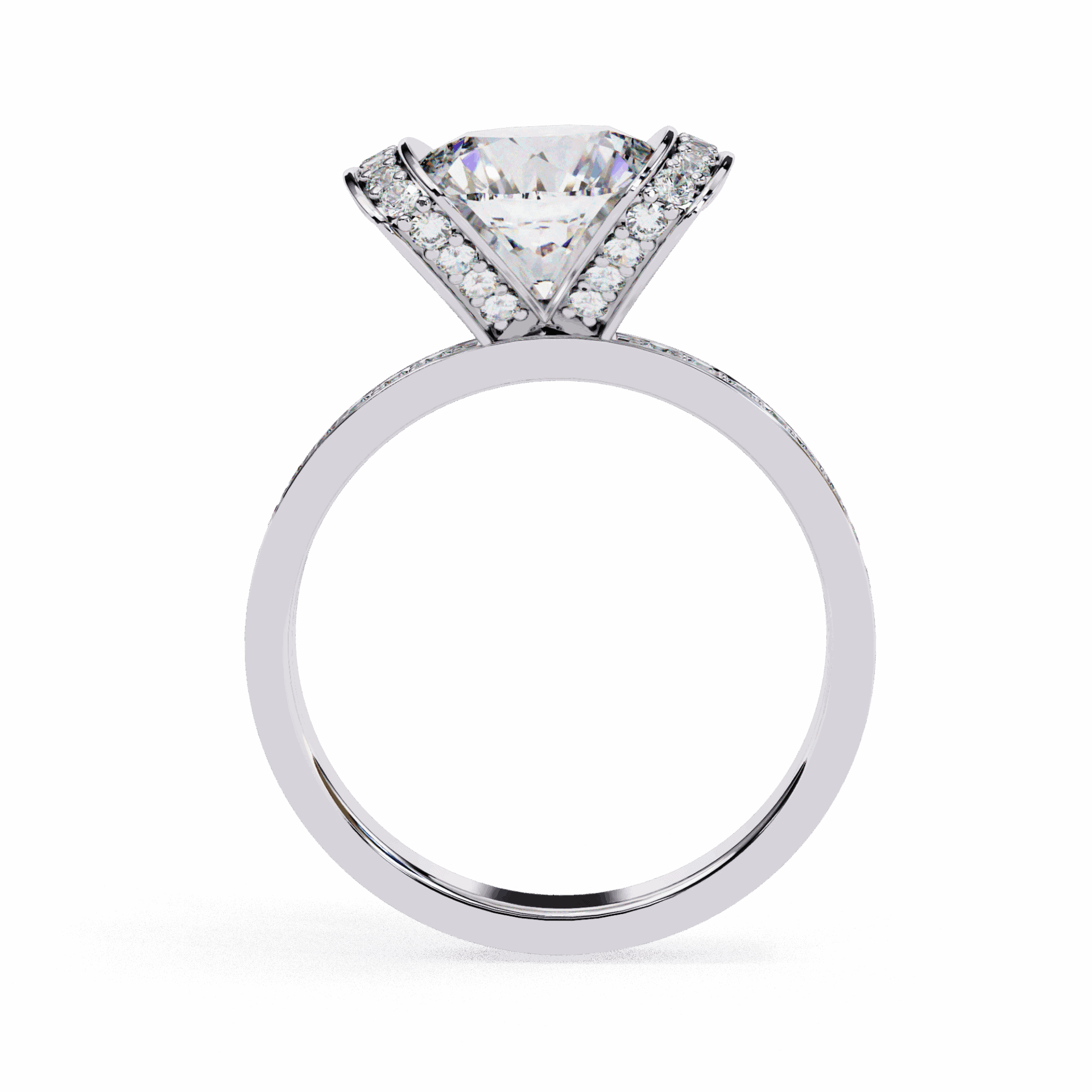 3.25 Carat Round Hidden Halo Solitaire Ring in Moissanite | House of Estara