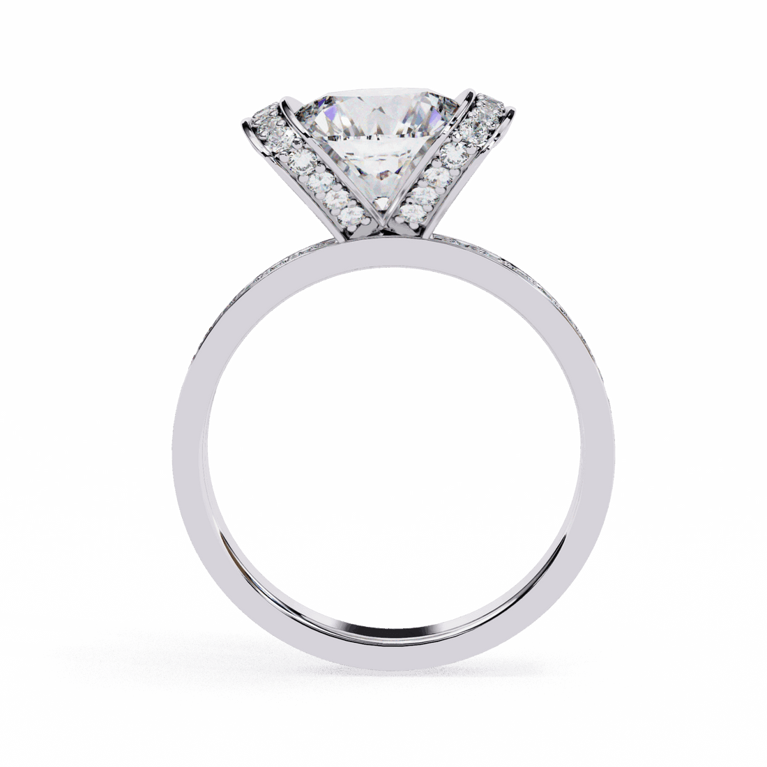 3.25 Carat Round Hidden Halo Solitaire Ring in Moissanite | House of Estara