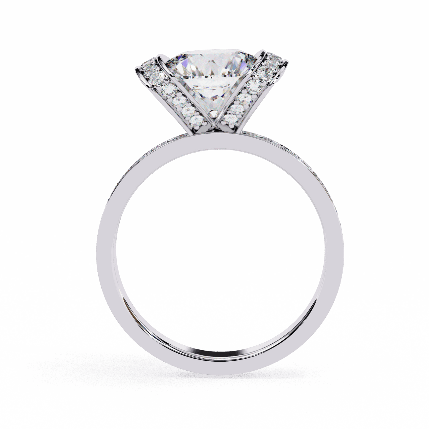 3.25 Carat Round Hidden Halo Solitaire Ring in Moissanite | House of Estara
