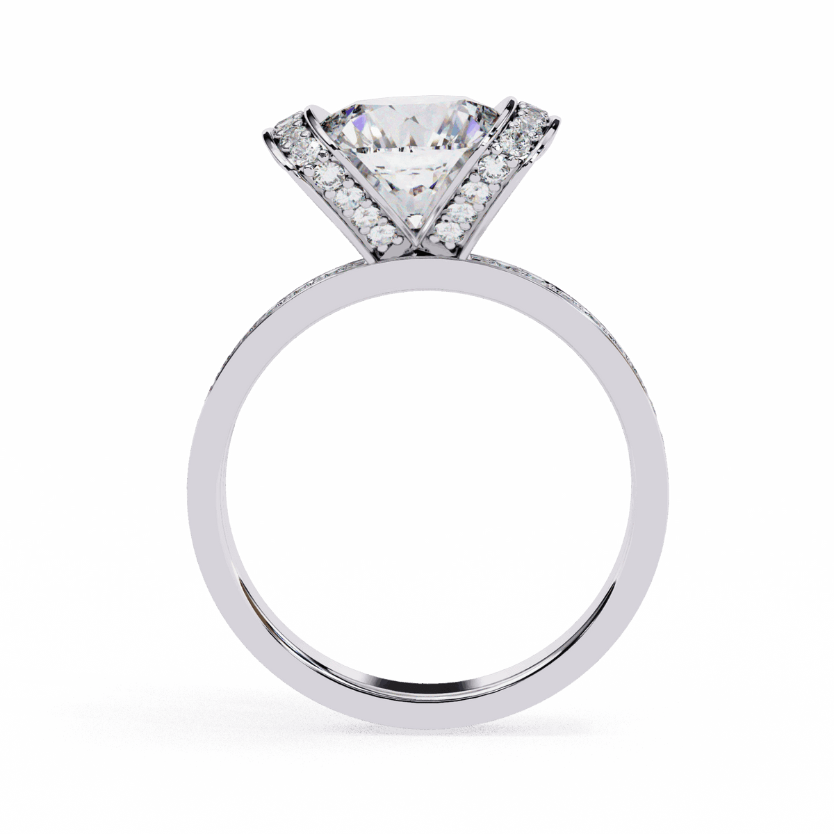 3.25 Carat Round Hidden Halo Solitaire Ring in Moissanite | House of Estara