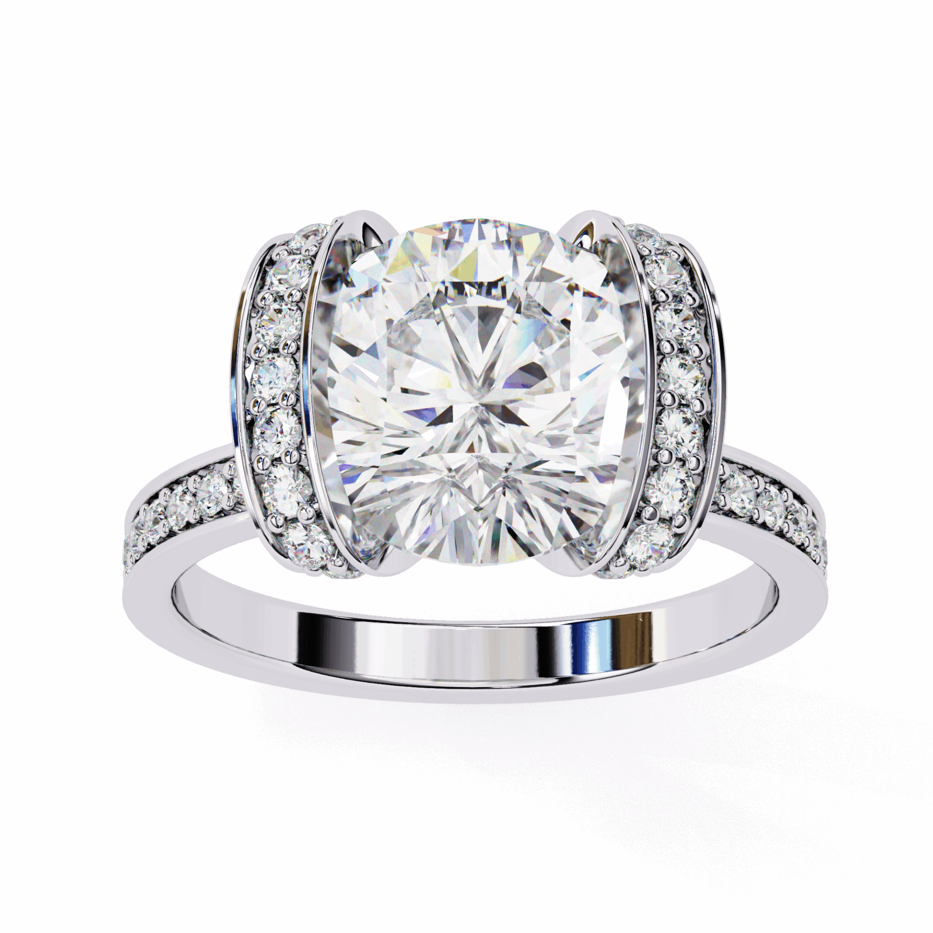 3.25 Carat Round Hidden Halo Solitaire Ring in Moissanite | House of Estara