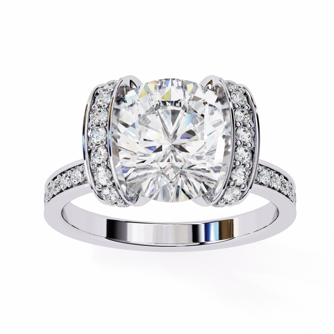 3.25 Carat Round Hidden Halo Solitaire Ring in Moissanite | House of Estara