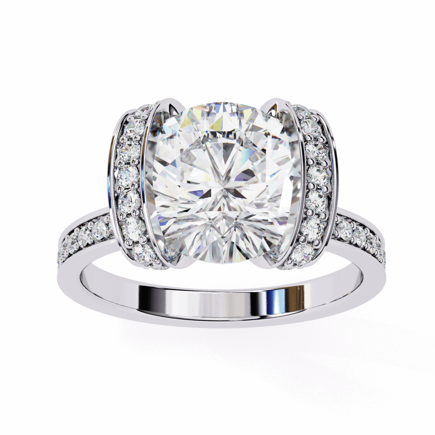 3.25 Carat Round Hidden Halo Solitaire Ring in Moissanite | House of Estara