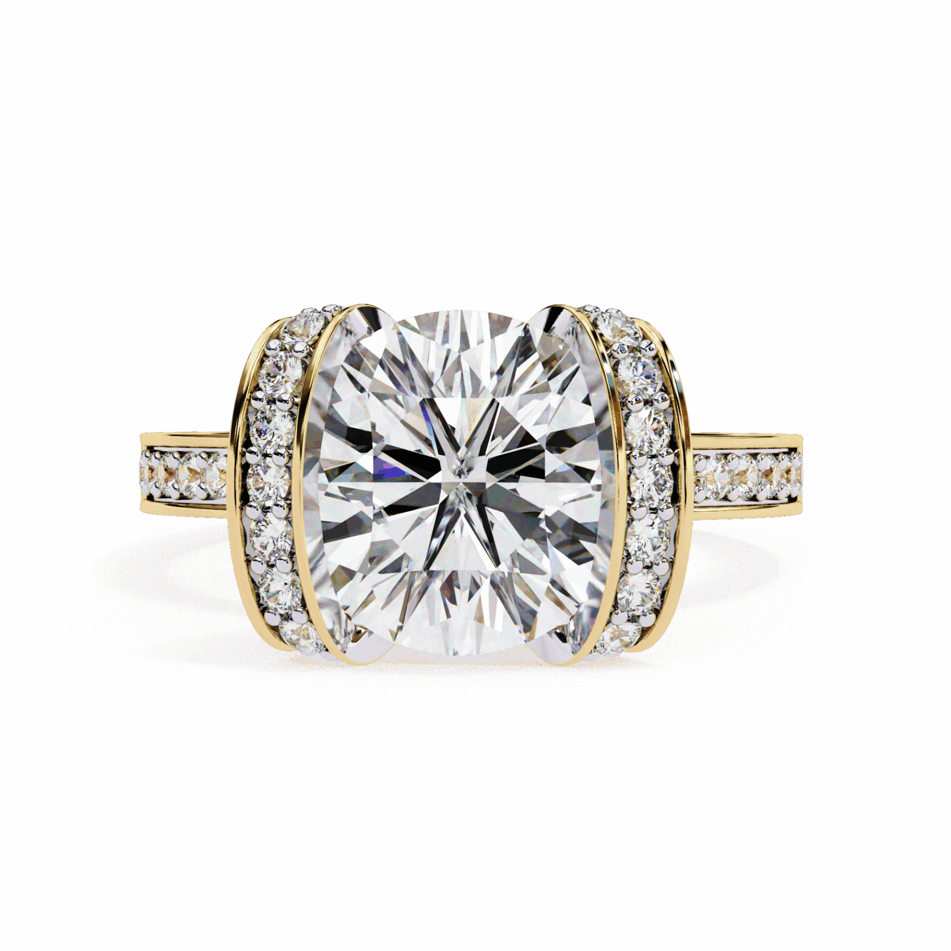3.25 Carat Round Hidden Halo Solitaire Ring in Moissanite | House of Estara