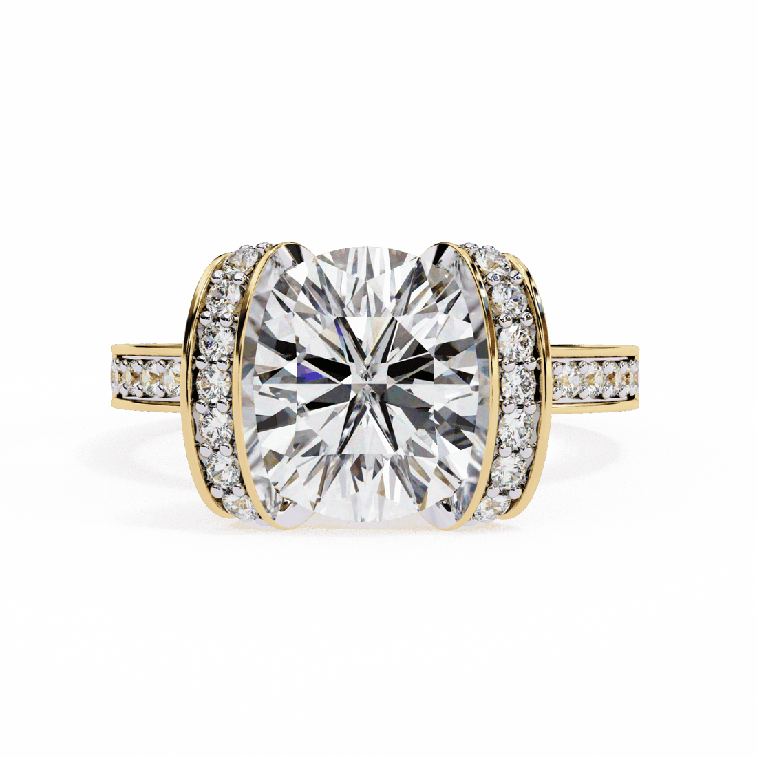 3.25 Carat Round Hidden Halo Solitaire Ring in Moissanite | House of Estara