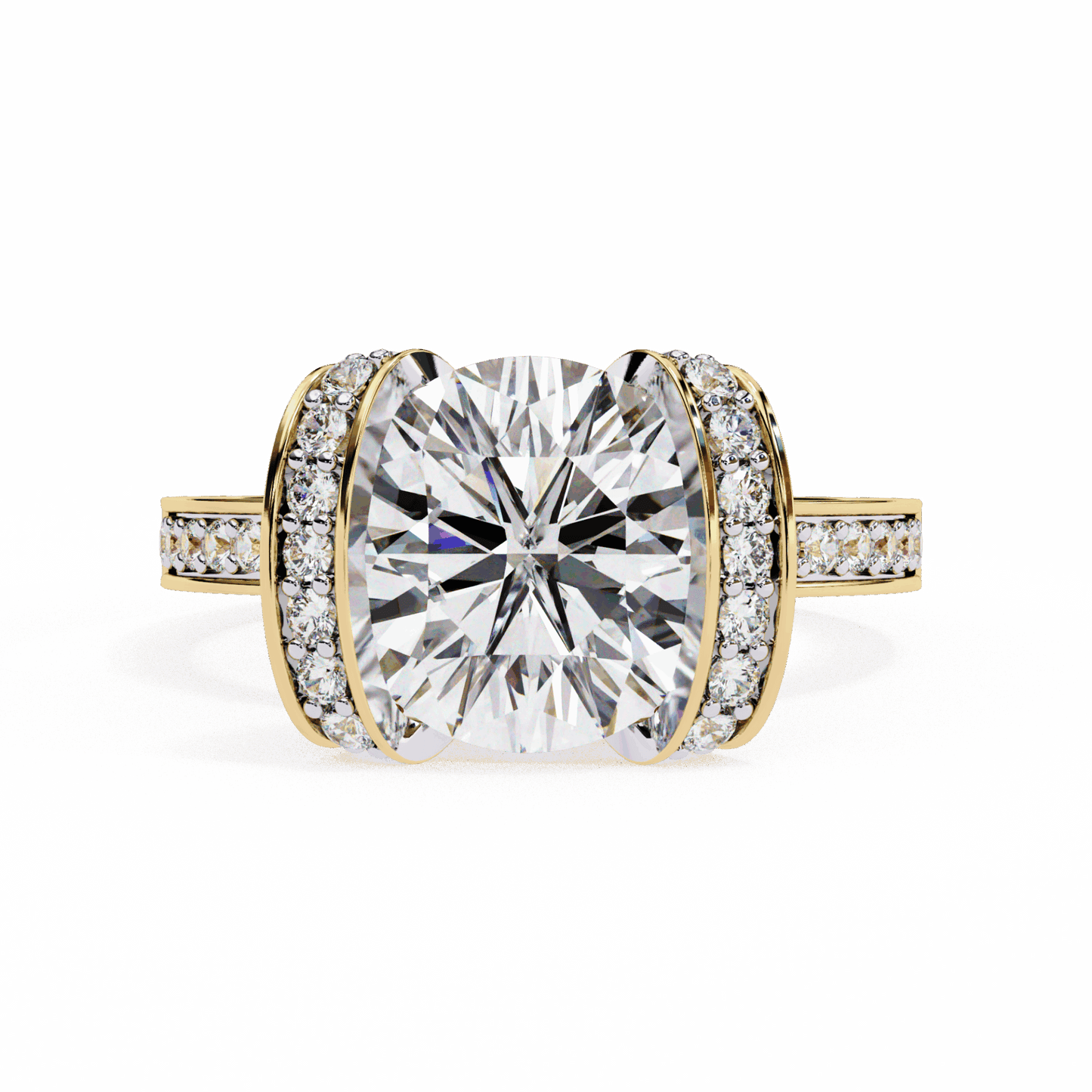 3.25 Carat Round Hidden Halo Solitaire Ring in Moissanite | House of Estara