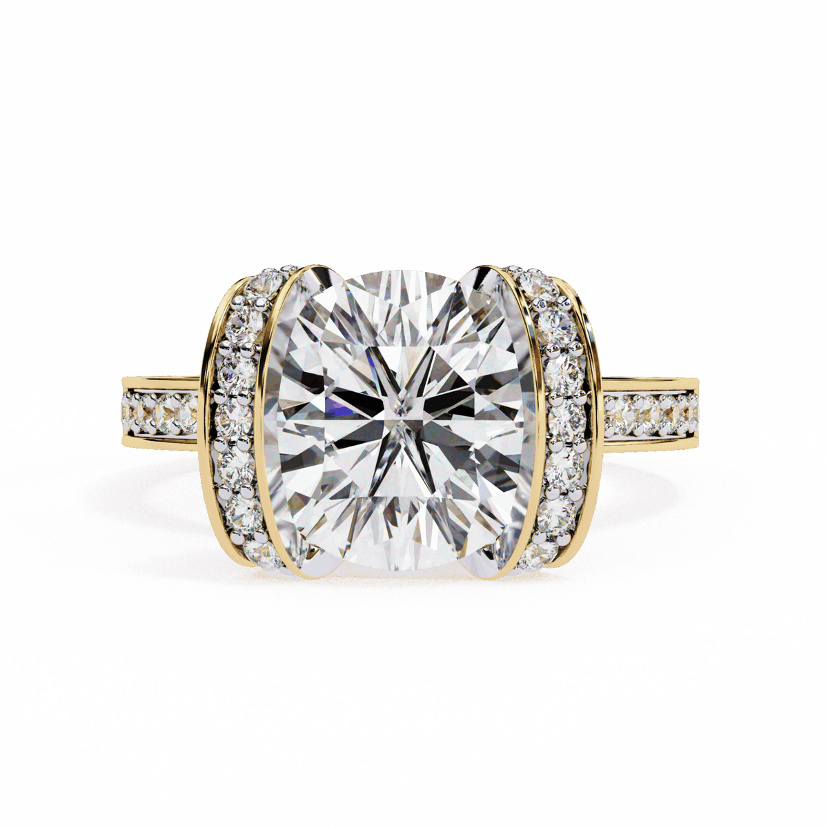 3.25 Carat Round Hidden Halo Solitaire Ring in Moissanite | House of Estara