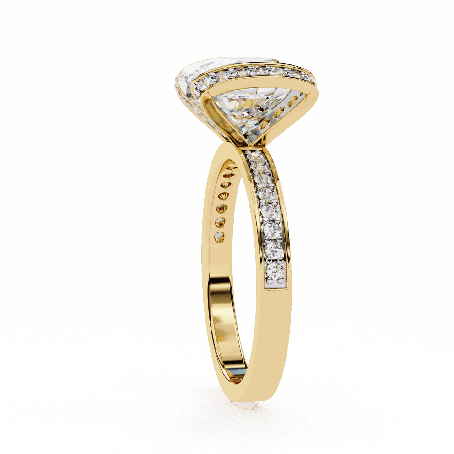 3.25 Carat Round Hidden Halo Solitaire Ring in Moissanite | House of Estara