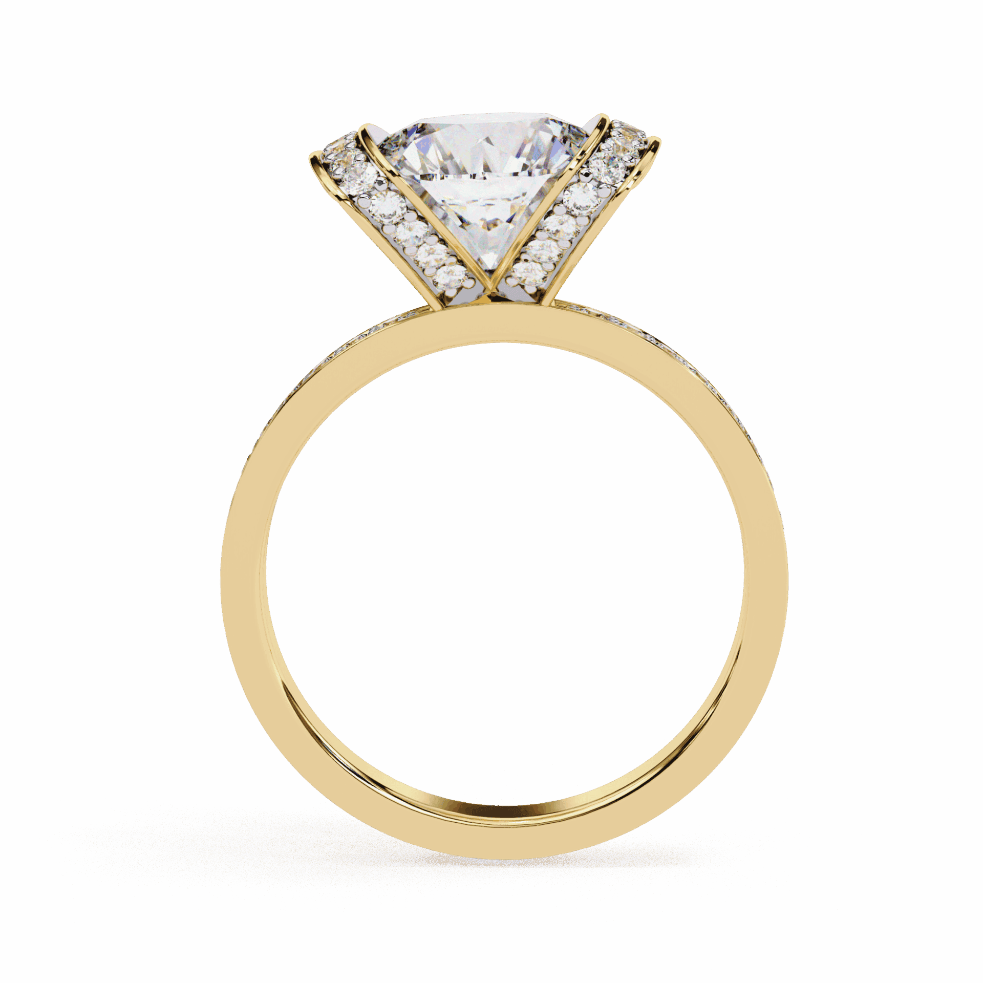 3.25 Carat Round Hidden Halo Solitaire Ring in Moissanite | House of Estara