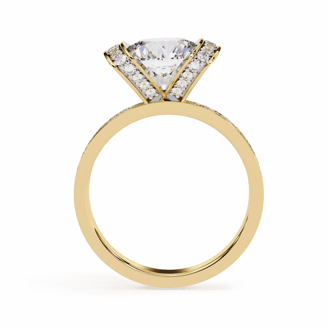 3.25 Carat Round Hidden Halo Solitaire Ring in Moissanite | House of Estara