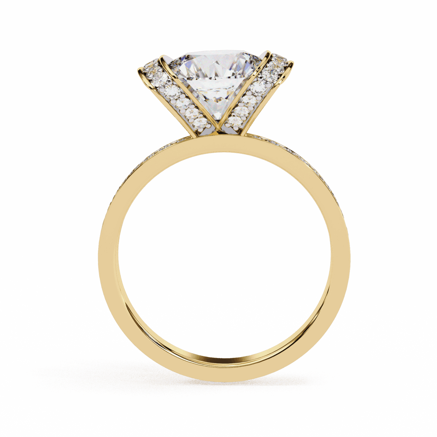 3.25 Carat Round Hidden Halo Solitaire Ring in Moissanite | House of Estara