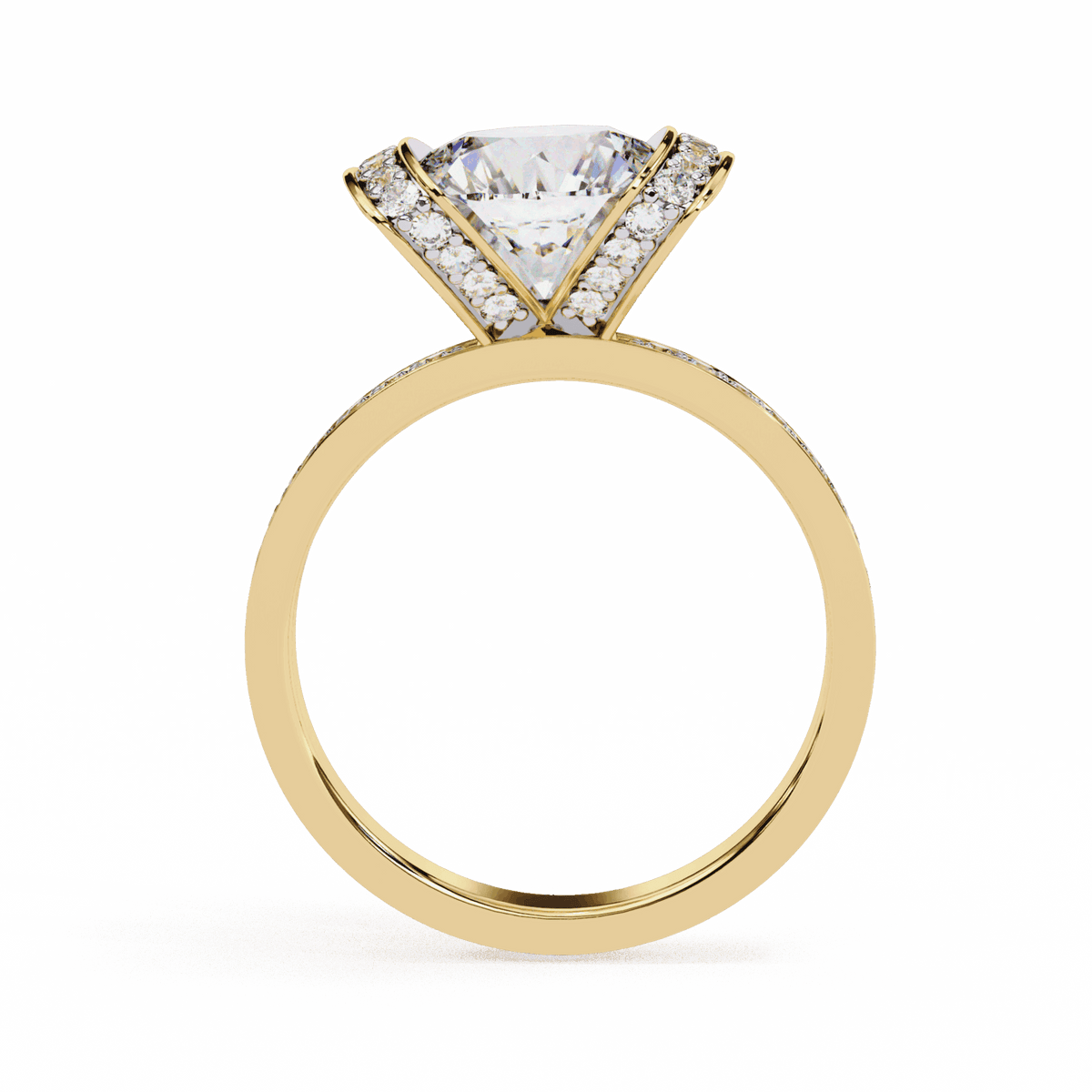 3.25 Carat Round Hidden Halo Solitaire Ring in Moissanite | House of Estara