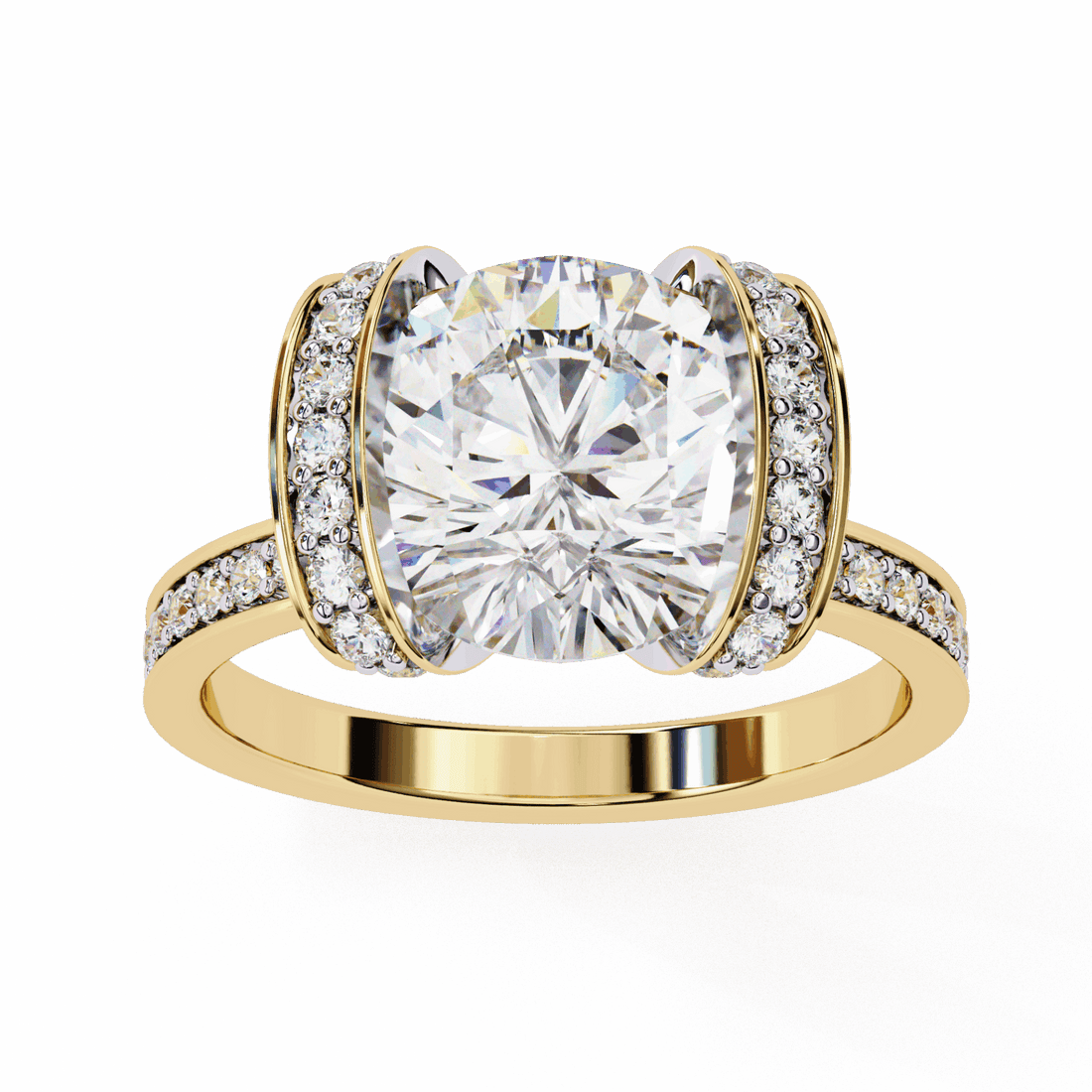 3.25 Carat Round Hidden Halo Solitaire Ring in Moissanite | House of Estara