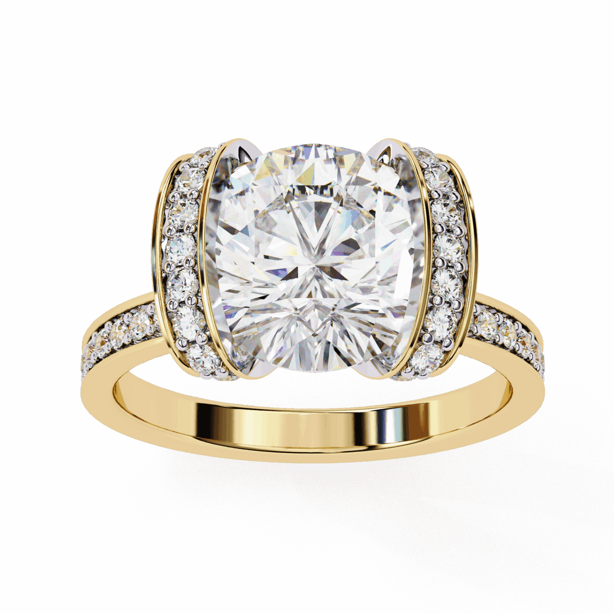 3.25 Carat Round Hidden Halo Solitaire Ring in Moissanite | House of Estara