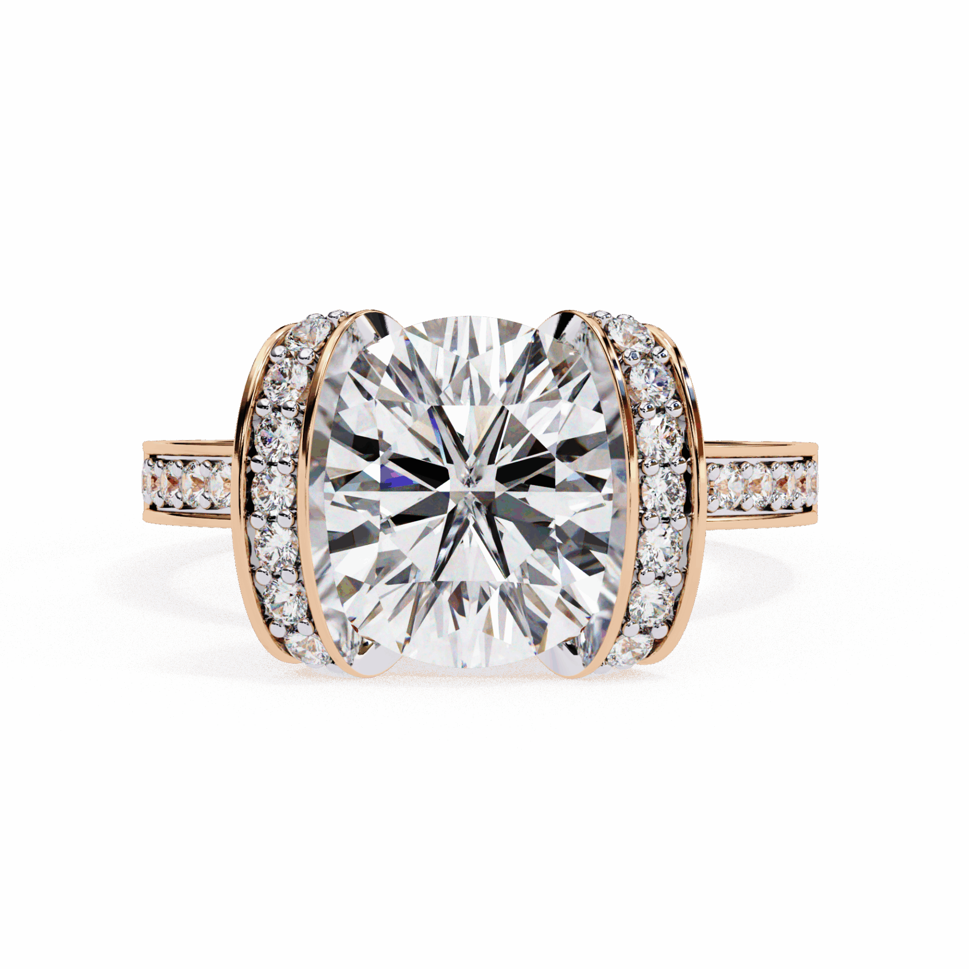 3.25 Carat Round Hidden Halo Solitaire Ring in Moissanite | House of Estara
