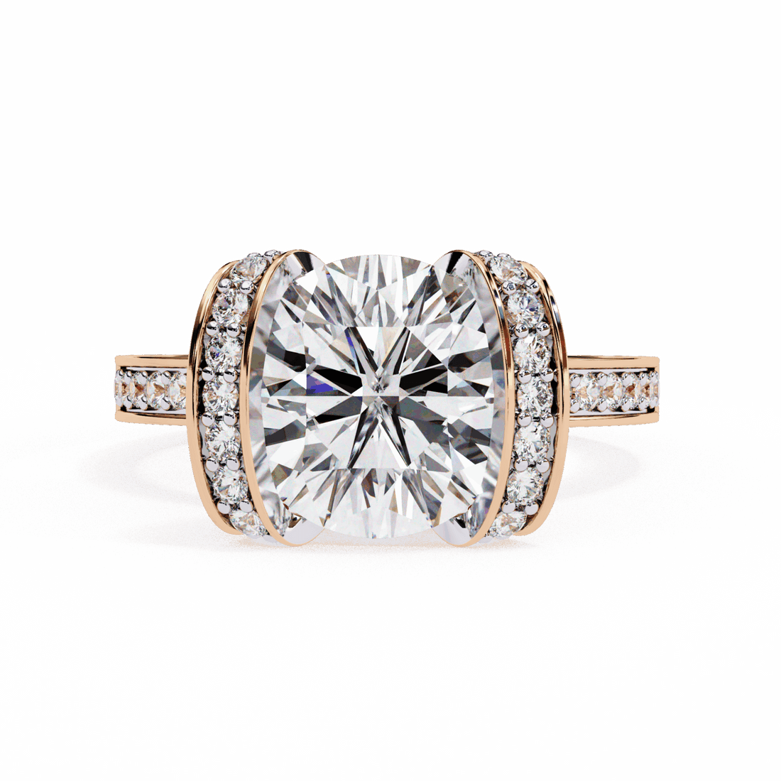 3.25 Carat Round Hidden Halo Solitaire Ring in Moissanite | House of Estara