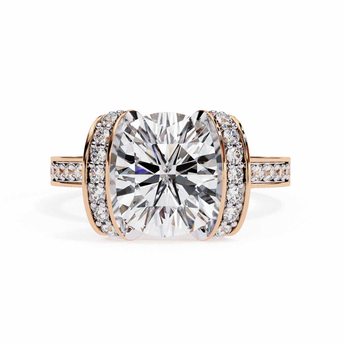 3.25 Carat Round Hidden Halo Solitaire Ring in Moissanite | House of Estara