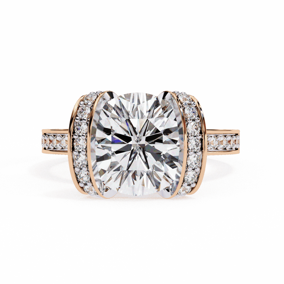 3.25 Carat Round Hidden Halo Solitaire Ring in Moissanite | House of Estara