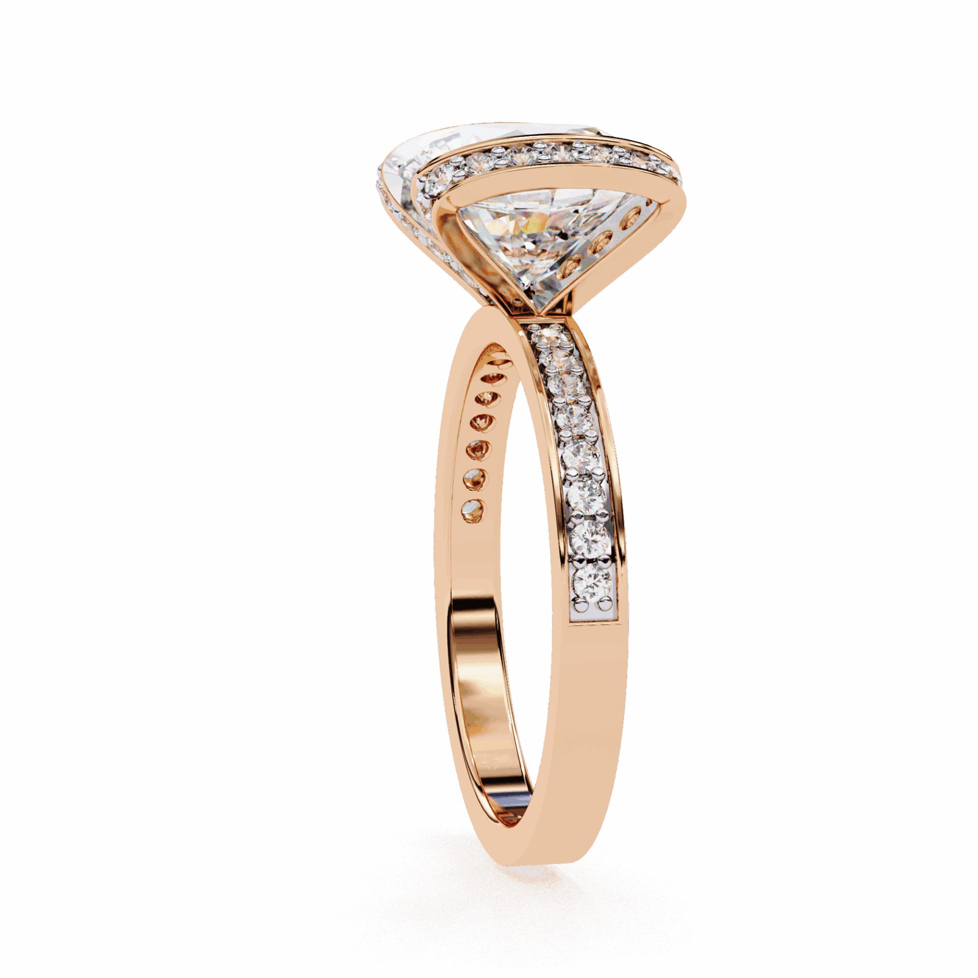 3.25 Carat Round Hidden Halo Solitaire Ring in Moissanite | House of Estara