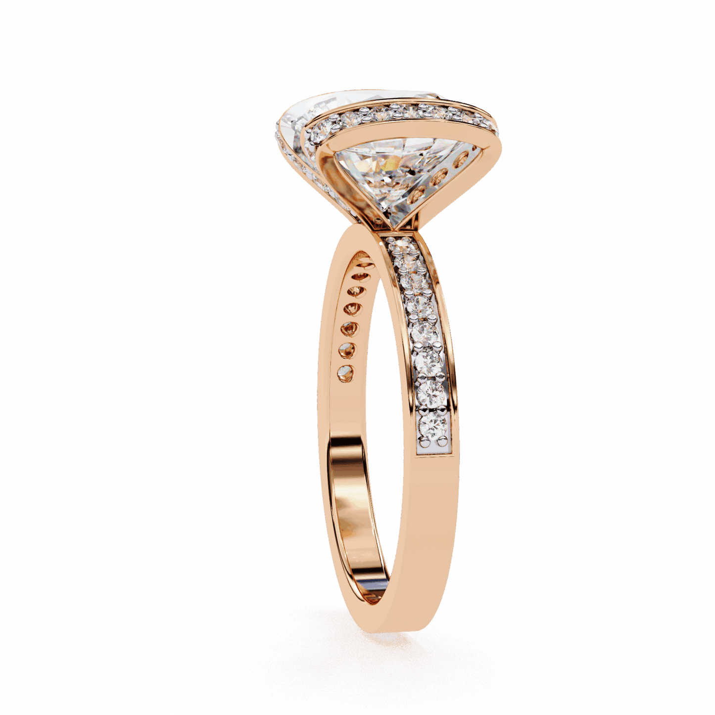 3.25 Carat Round Hidden Halo Solitaire Ring in Moissanite | House of Estara