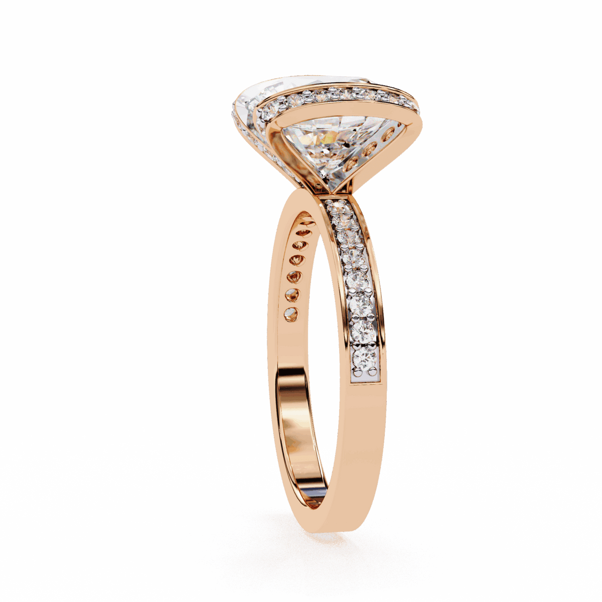 3.25 Carat Round Hidden Halo Solitaire Ring in Moissanite | House of Estara
