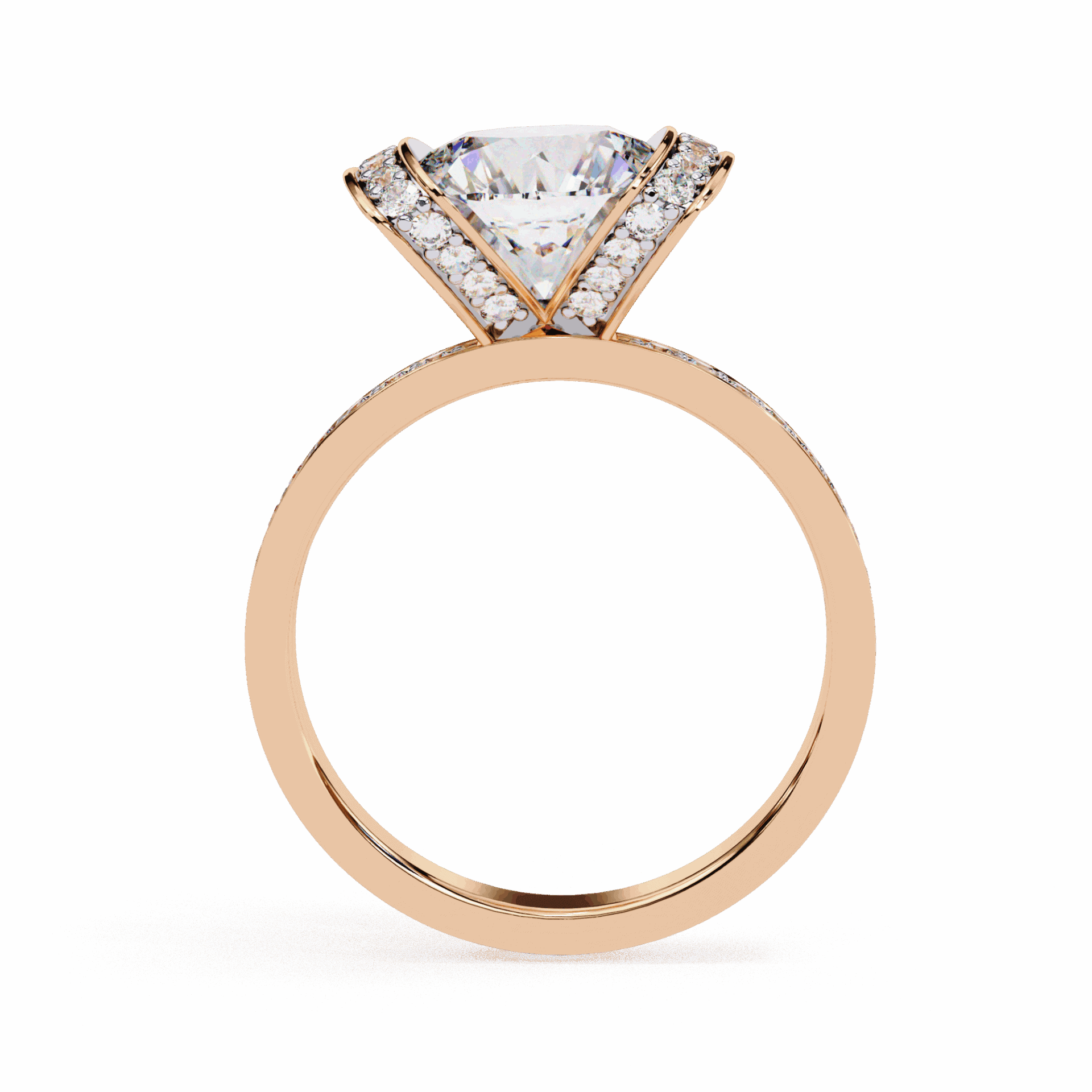 3.25 Carat Round Hidden Halo Solitaire Ring in Moissanite | House of Estara