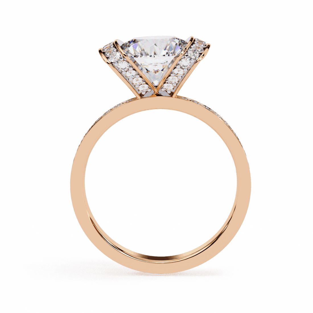 3.25 Carat Round Hidden Halo Solitaire Ring in Moissanite | House of Estara