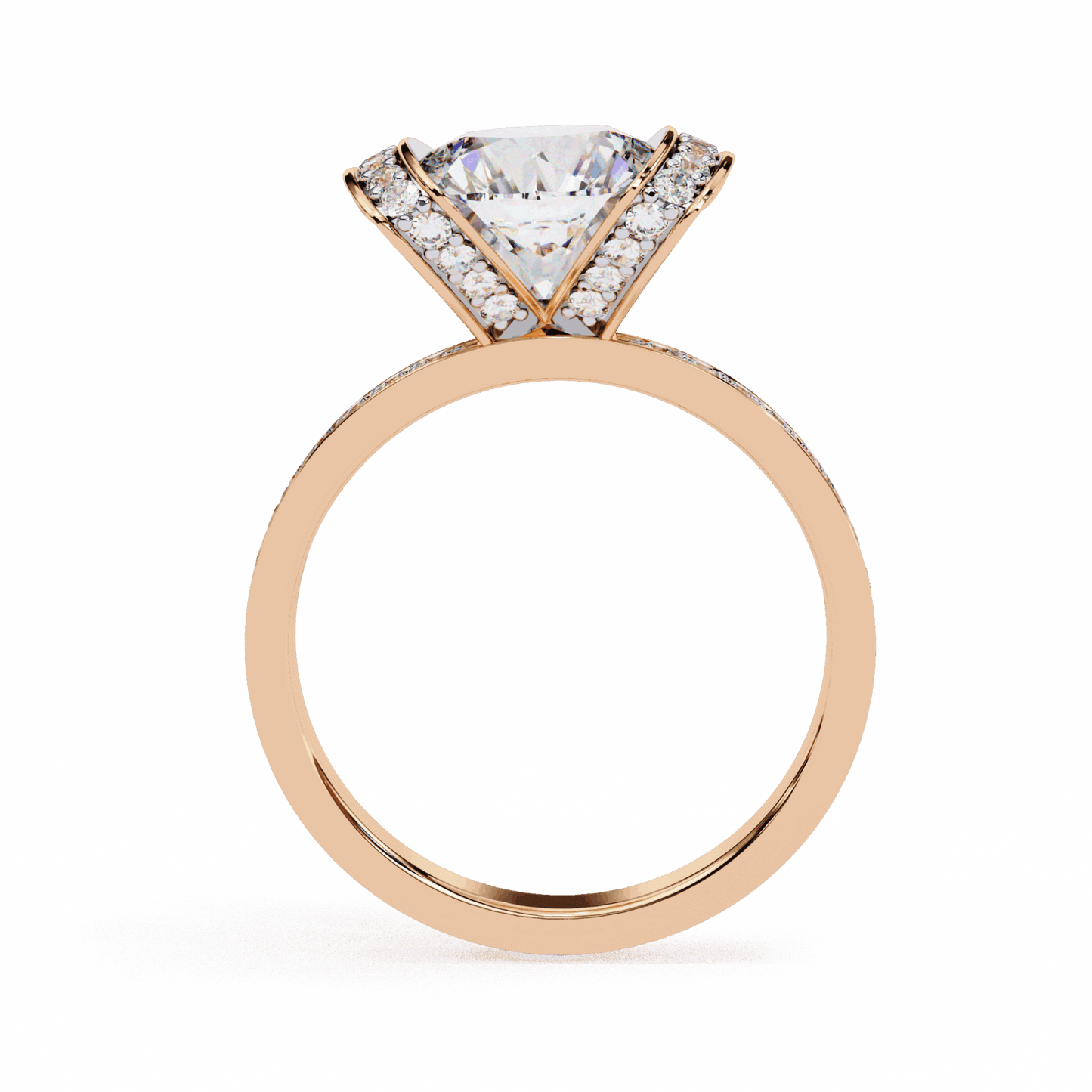 3.25 Carat Round Hidden Halo Solitaire Ring in Moissanite | House of Estara