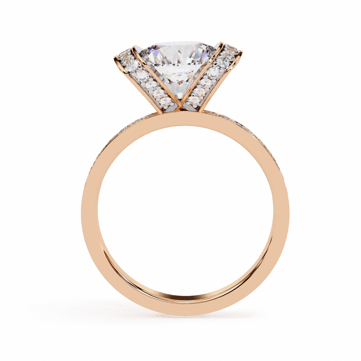 3.25 Carat Round Hidden Halo Solitaire Ring in Moissanite | House of Estara