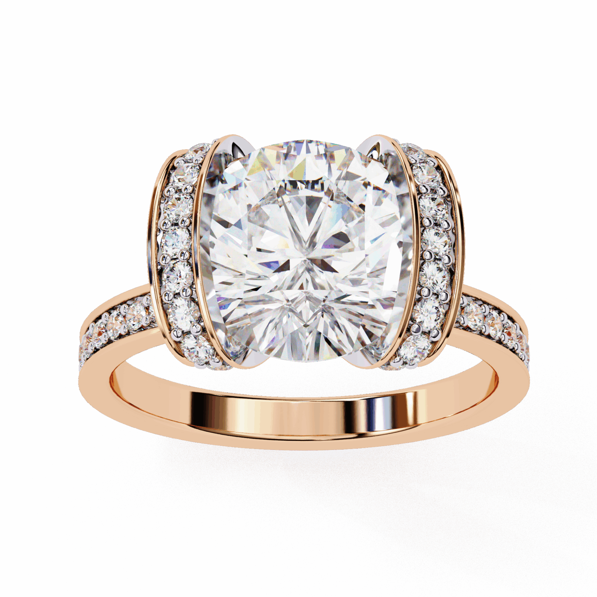 3.25 Carat Round Hidden Halo Solitaire Ring in Moissanite | House of Estara
