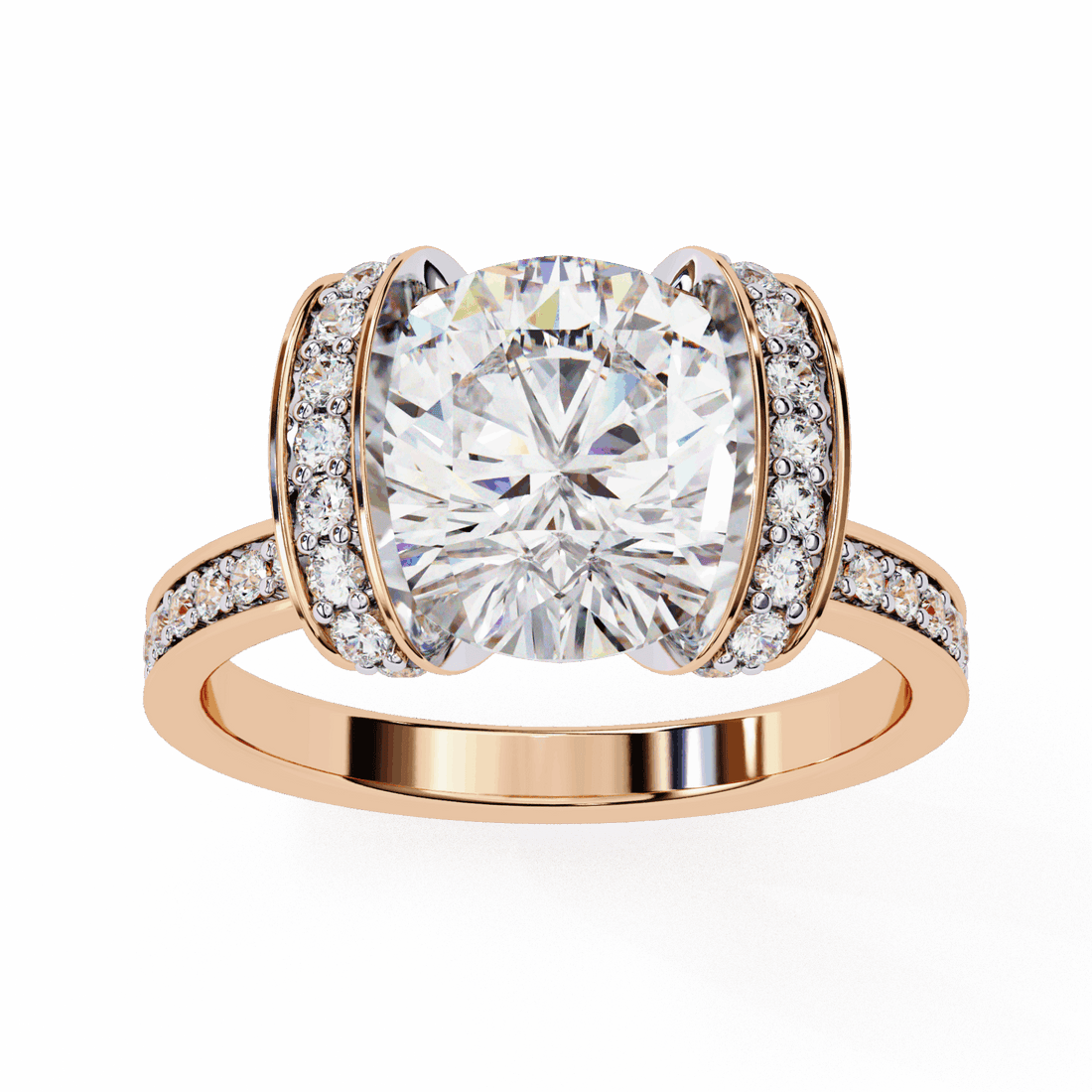 3.25 Carat Round Hidden Halo Solitaire Ring in Moissanite | House of Estara