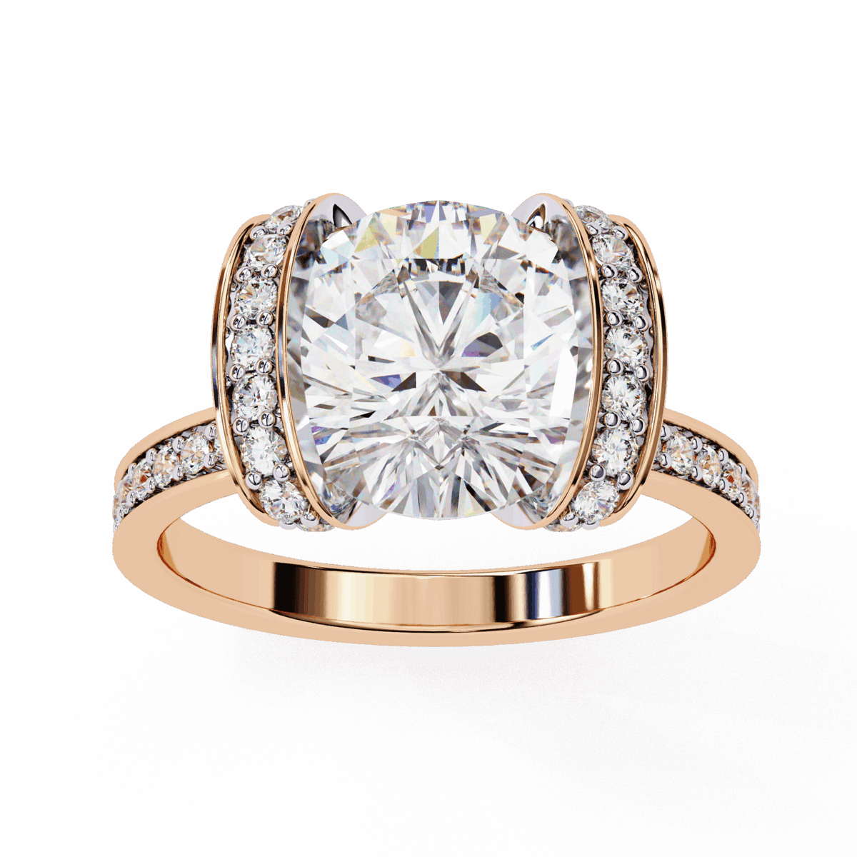 3.25 Carat Round Hidden Halo Solitaire Ring in Moissanite | House of Estara