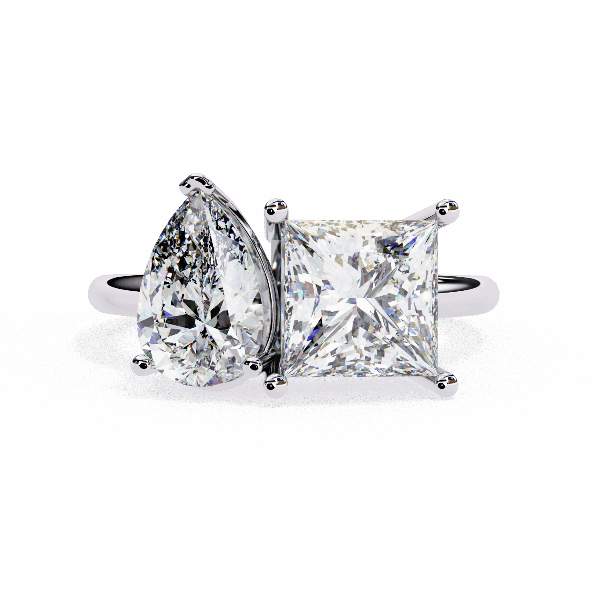 4.25 Carat Pear and Princess Toi et Moi Solitaire in Moissanite | House of Estara