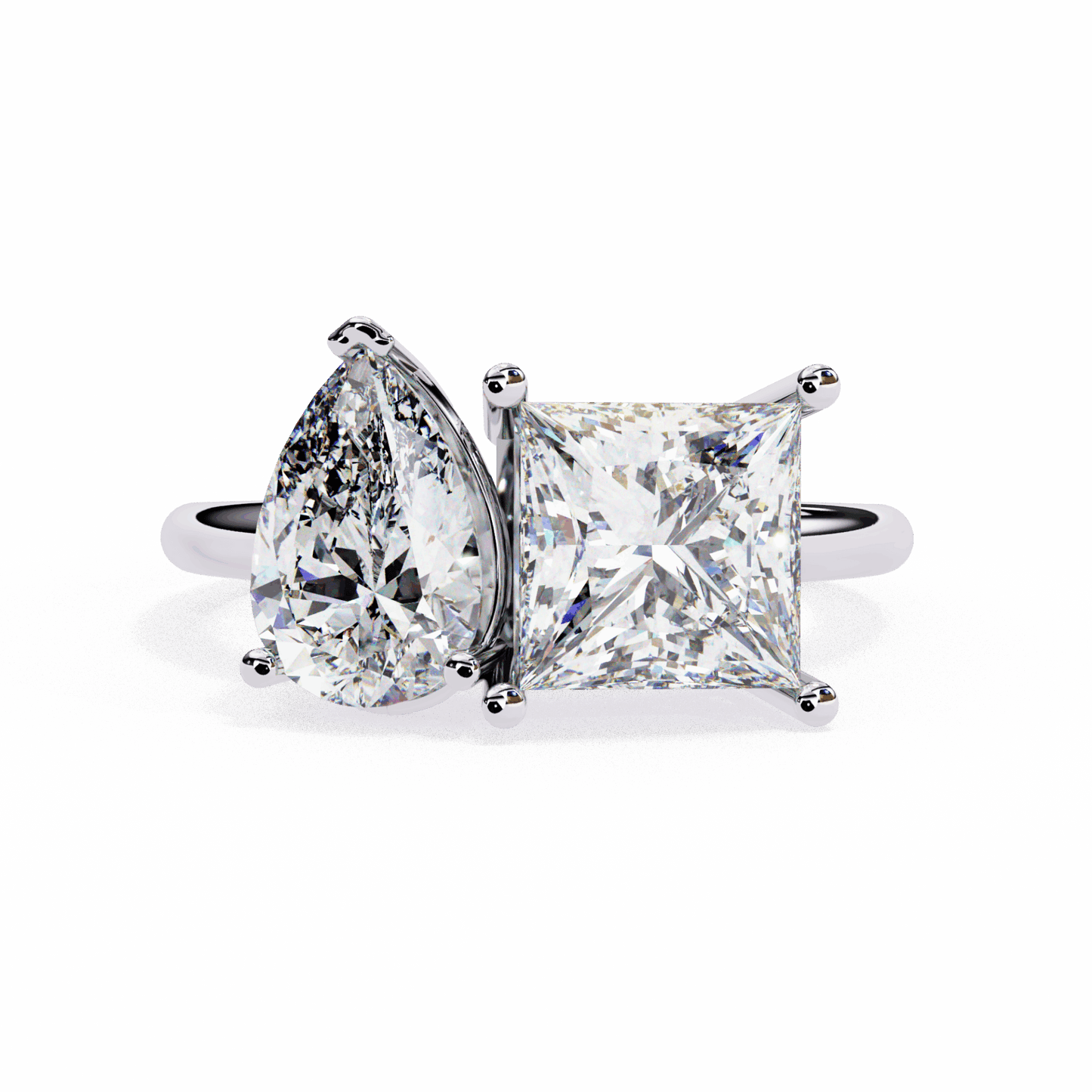 4.25 Carat Pear and Princess Toi et Moi Solitaire in Moissanite | House of Estara