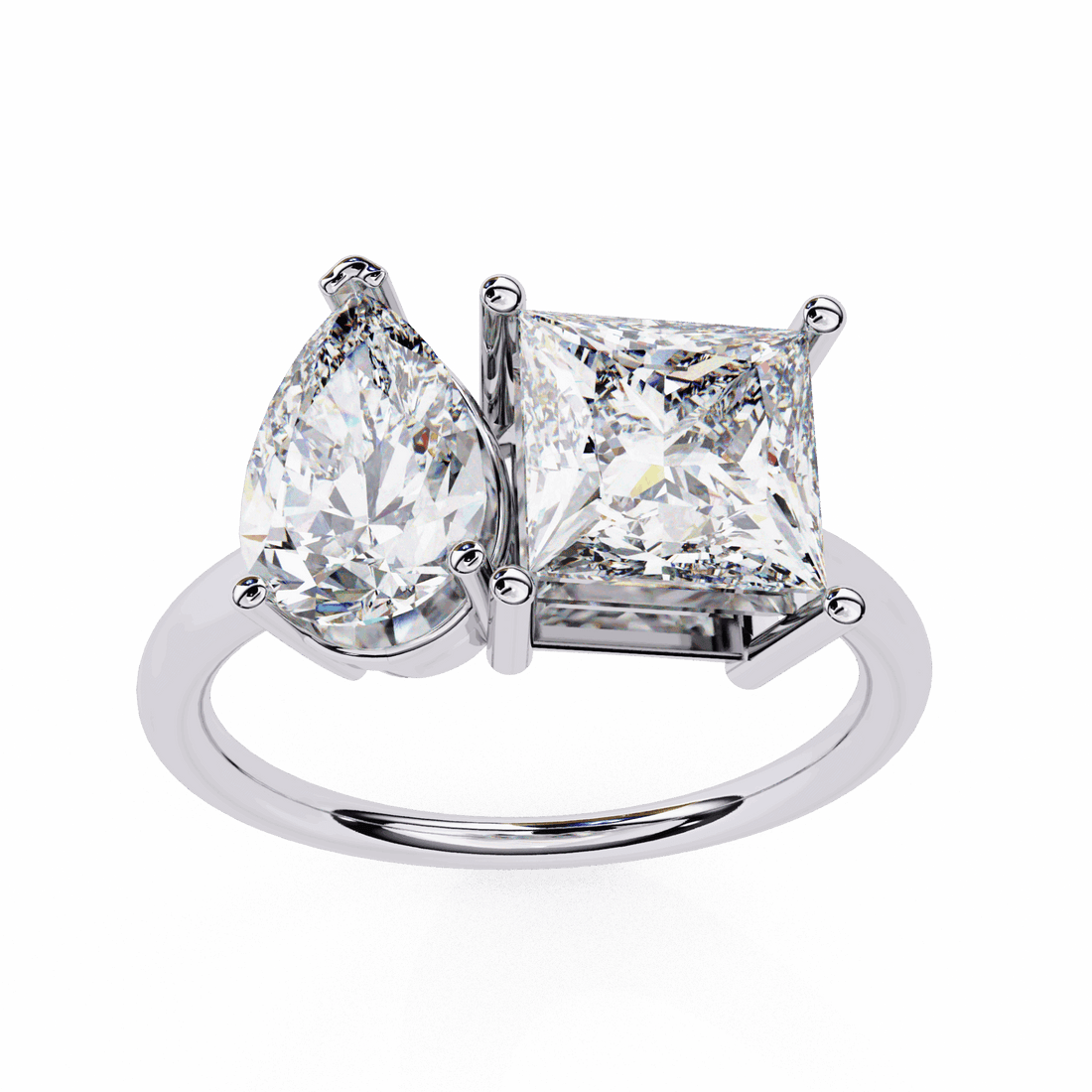 4.25 Carat Pear and Princess Toi et Moi Solitaire in Moissanite | House of Estara